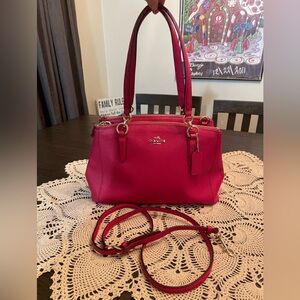 Coach Small Christie Carryall in crossgrain leather style # F57520 pink.
